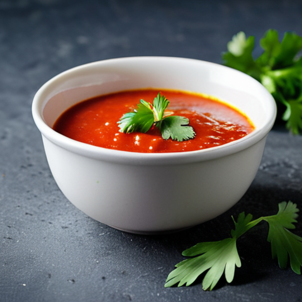 네팔 모모 덤플링 소스 추천 - Spicy Tomato-Ginger Dipping Sauce**

"A close-up shot of a vibrant red tomato and ginger dipping sau...