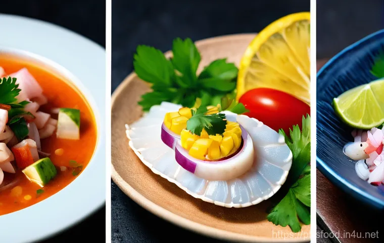 페루 세비체 신선한 재료 선택법 - Here are three detailed image prompts in English, inspired by the provided text about ceviche and ad...