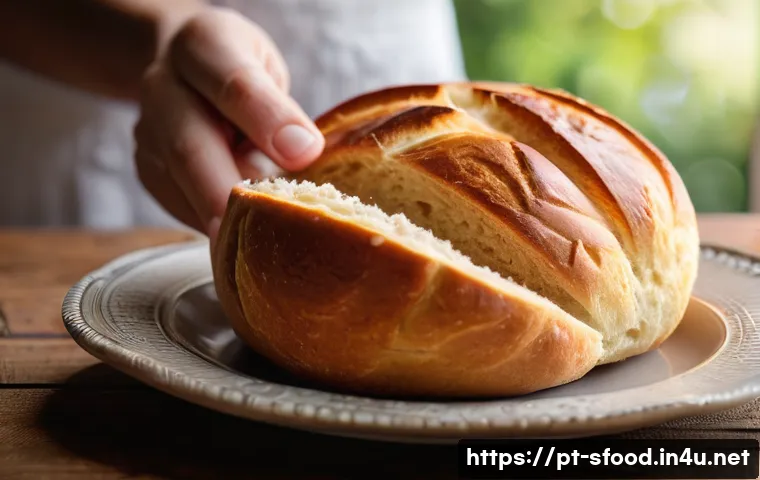 경주 황남빵과 대전 성심당 튀김소보로 - A close-up, high-resolution image of a traditional Brazilian sweet bread with a soft, moist, and lig...