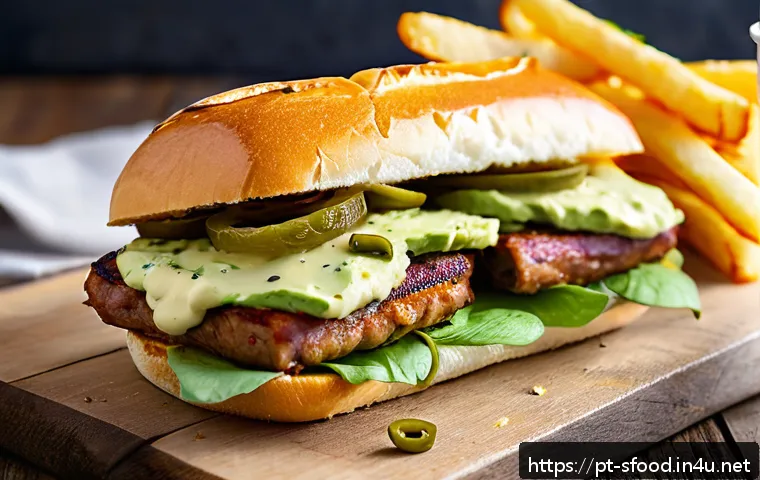 칠레 콤플리토 칠레식 핫도그  조리법 - A close-up image of a traditional Chilean Completo sandwich on a wooden table, featuring a lightly t...