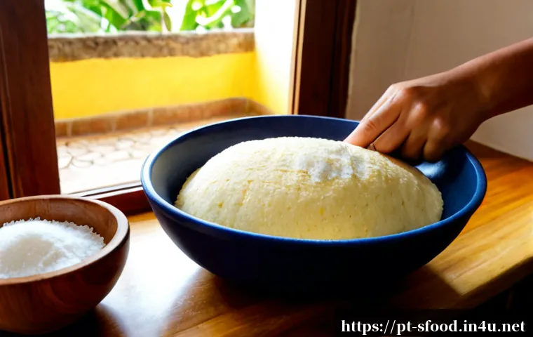 Home 17 베네수엘라 아레파 만드는 법 - Photorealistic Venezuelan arepa preparation in a bright Brazilian home kitchen, mature hands mixing ...
